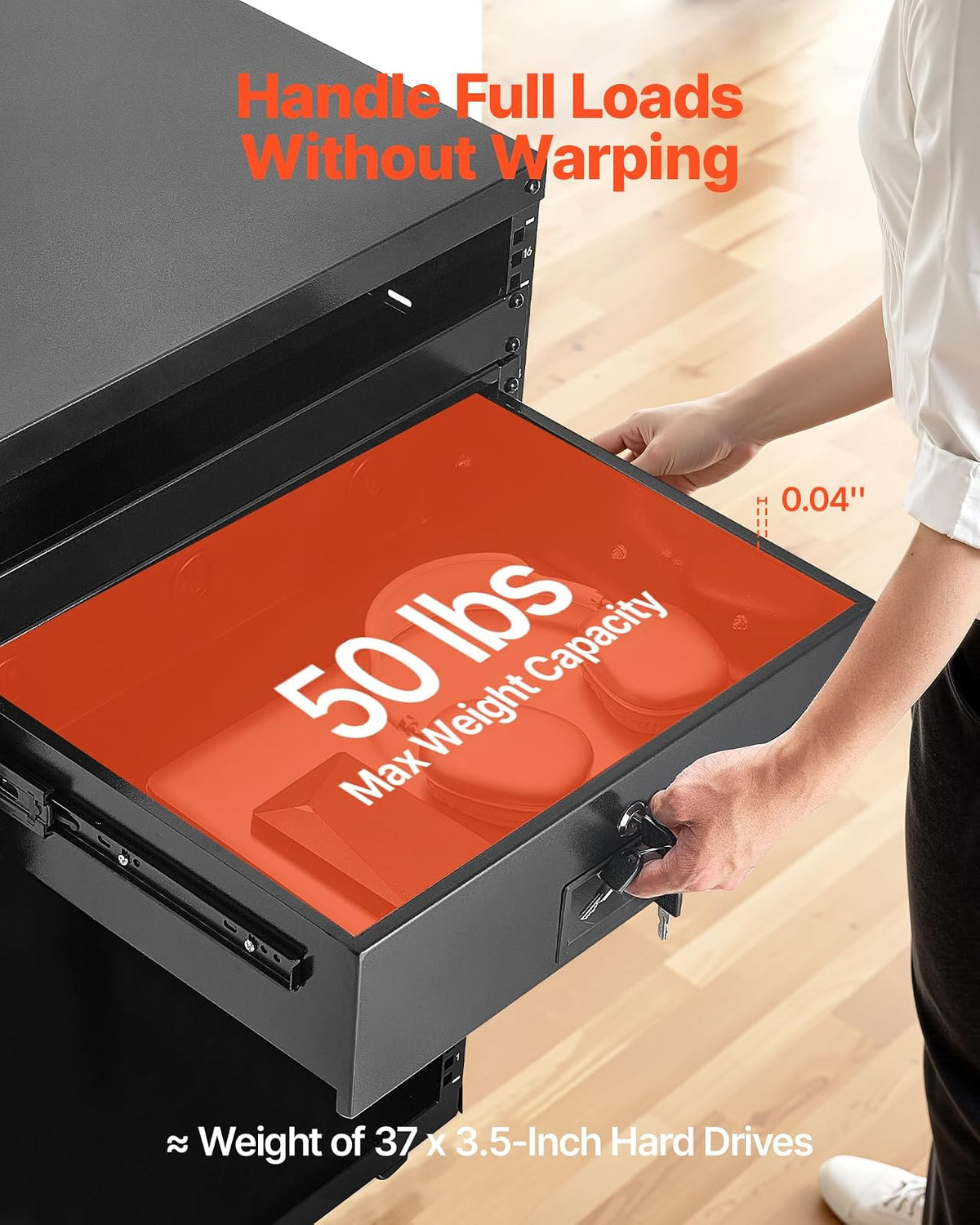 VEVOR Cajón para Montaje en Rack de 3U, Carga de 22,68 kg, Cajón Deslizante con Cerradura y Orificios para Gestión de Cables, para Rack o Gabinete de AV para Servidores de Equipos de Red de 48,26 cm