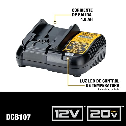 DEWALT Cargador de Batería de Herramienta, Voltage 12V/20V Máx., 1.25 A, DCB107