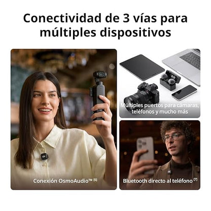 Transmisor DJI Mic 3, Micro inalámbrico Mini para iPhone/cámara/Android | Ligero e intuitivo, micrófono lavalier, flotante de 32 bits, código de tiempo integrado, vlog, entrevistas y streaming
