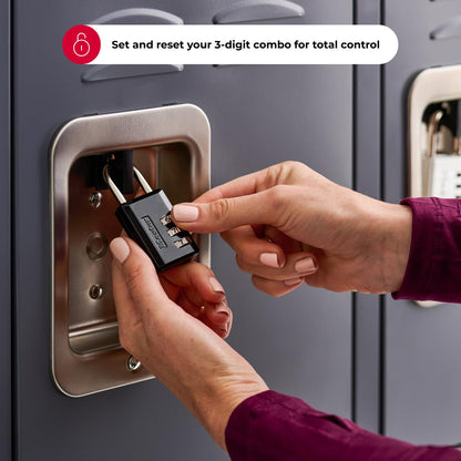 Master Lock Candado de Combinación Negro, Cerradura de Casillero de Gimnasio Interior con Código Personalizable de 3 Dígitos para Equipaje, Mochilas, Gabinetes, Paquete de 2, 647EC2