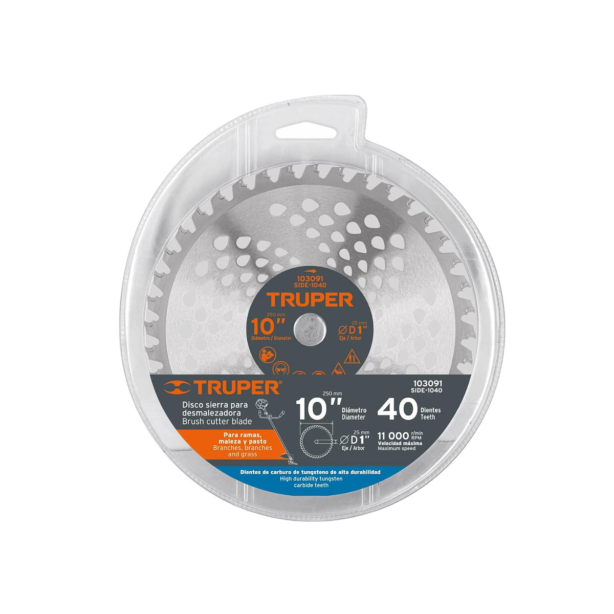Truper SIDE-1040, Disco sierra 10" para desbrozadora 40 dientes