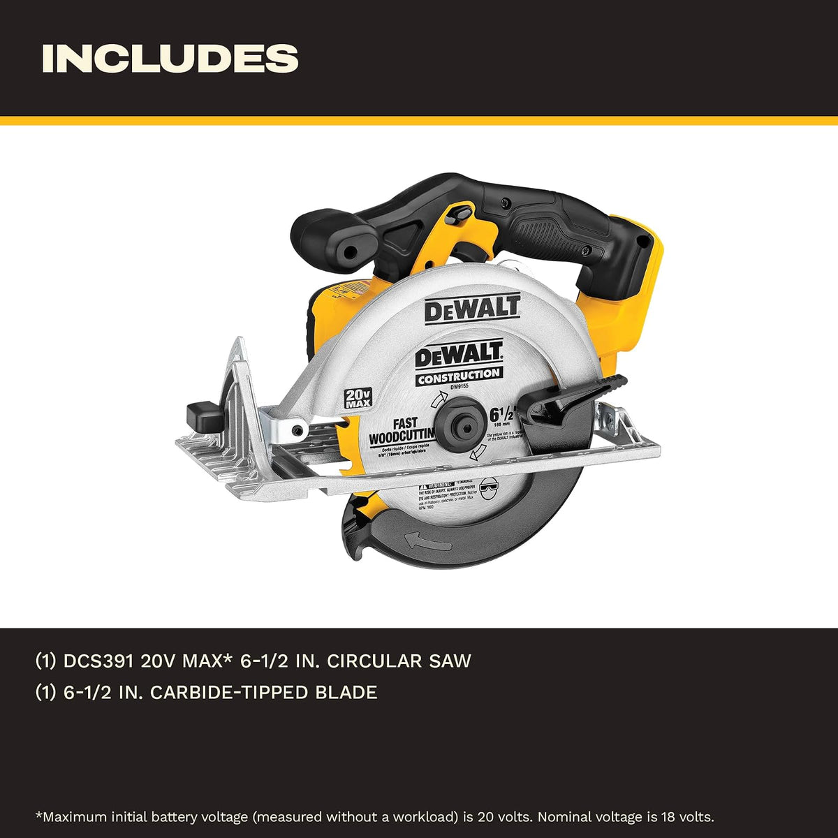 DEWALT Sierra Circular 6-1/2 Pulgadas 20V MAX* (Solo herramienta) DCS391B