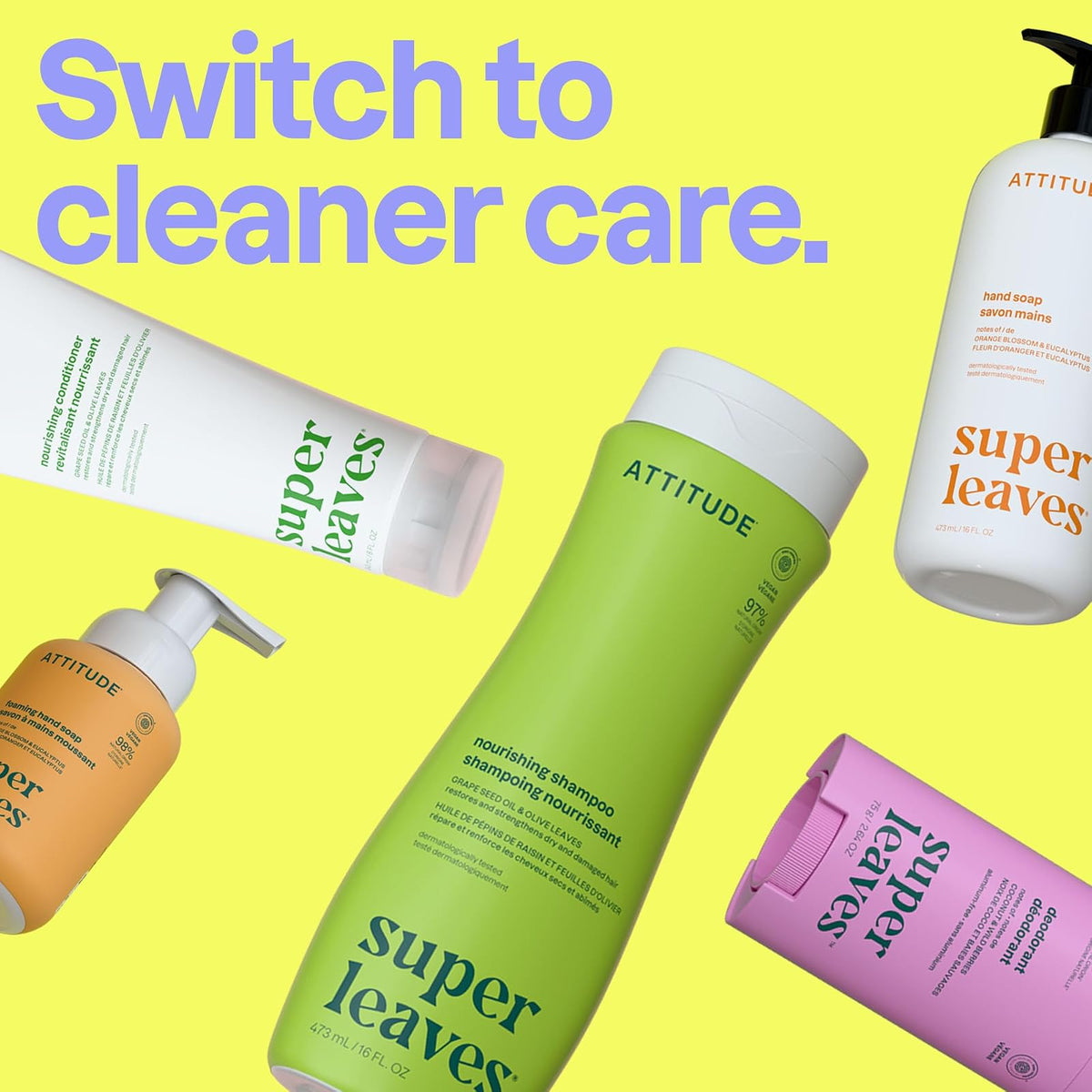 ATTITUDE Recambio a granel para dispensador de jabón de manos espumoso, verificado por EWG, ingredientes a base de plantas y minerales, productos de cuidado personal veganos y libres de crueldad, hoj