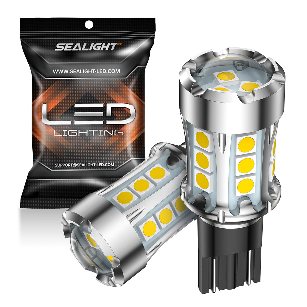SEALIGHT 921 912 - Bombillas LED para luz de marcha atrás, T15 906 904 916 W16W con proyector de repuesto para maletero de carga de 3ª freno, 600% más brillante, color blanco xenón no polaridad,