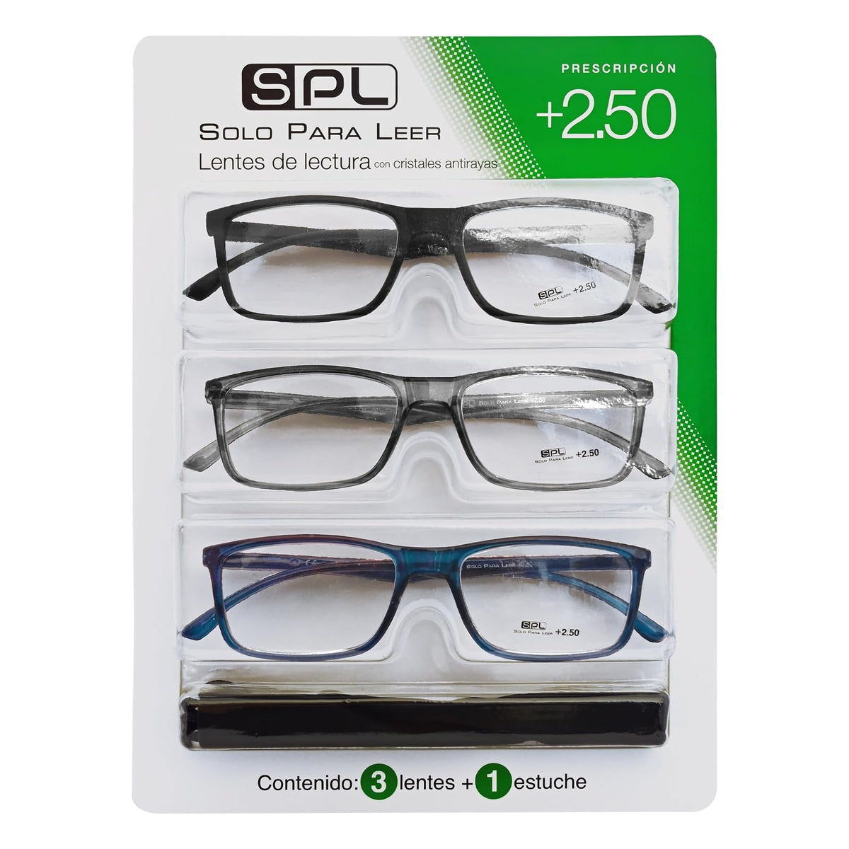 Lentes SPL +2.50, pack de 3 - M - Verde