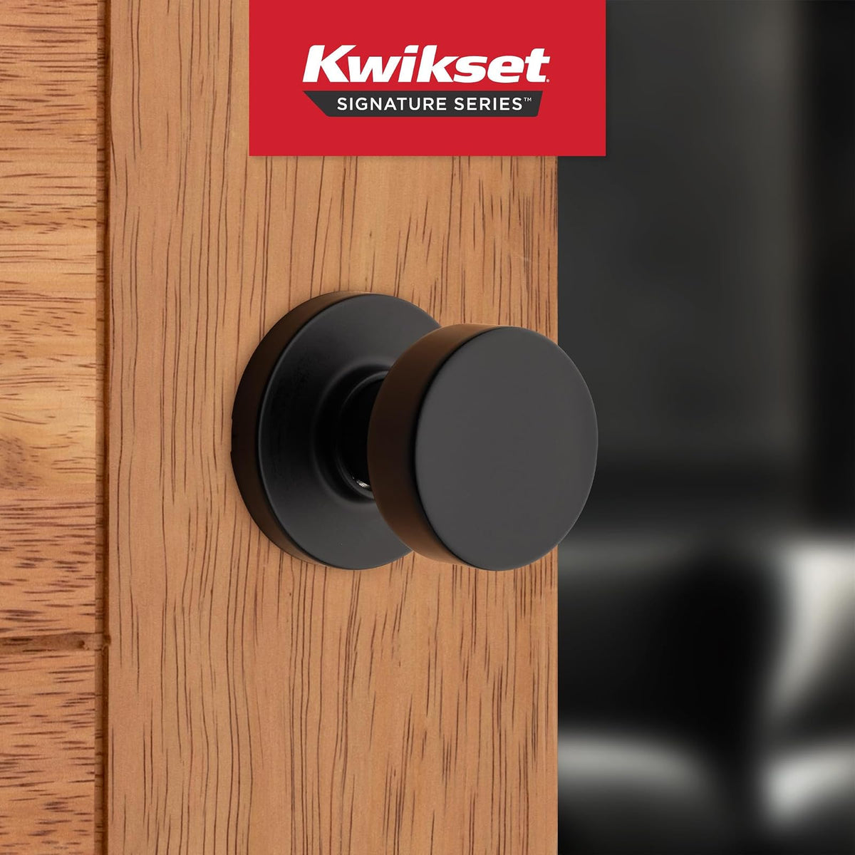 Kwikset Pismo - perilla para puerta (níquel satinado), Pasaje, Acero negro