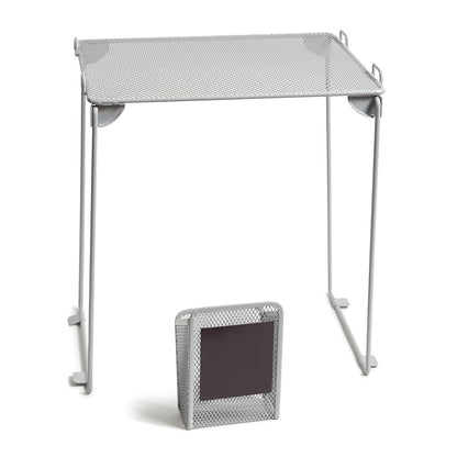 U Brands - Kit de organización de clóset de Malla Gris, Incluye Taza magnética y Estante Plegable, 2 Piezas