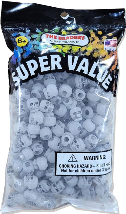 The Beadery 1180SV097A - Bolsa de abalorio de calavera que brillan en la oscuridad, 1180SV097A