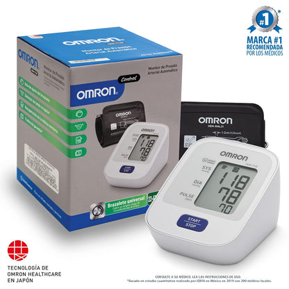 OMRON Baumanómetro de Brazo HEM-7120, Compatible App Connect | Brazalete universal 22-42 cm. Detecta latidos irregulares y error de movimiento. Memoria de última lectura. Garantía 5 años.