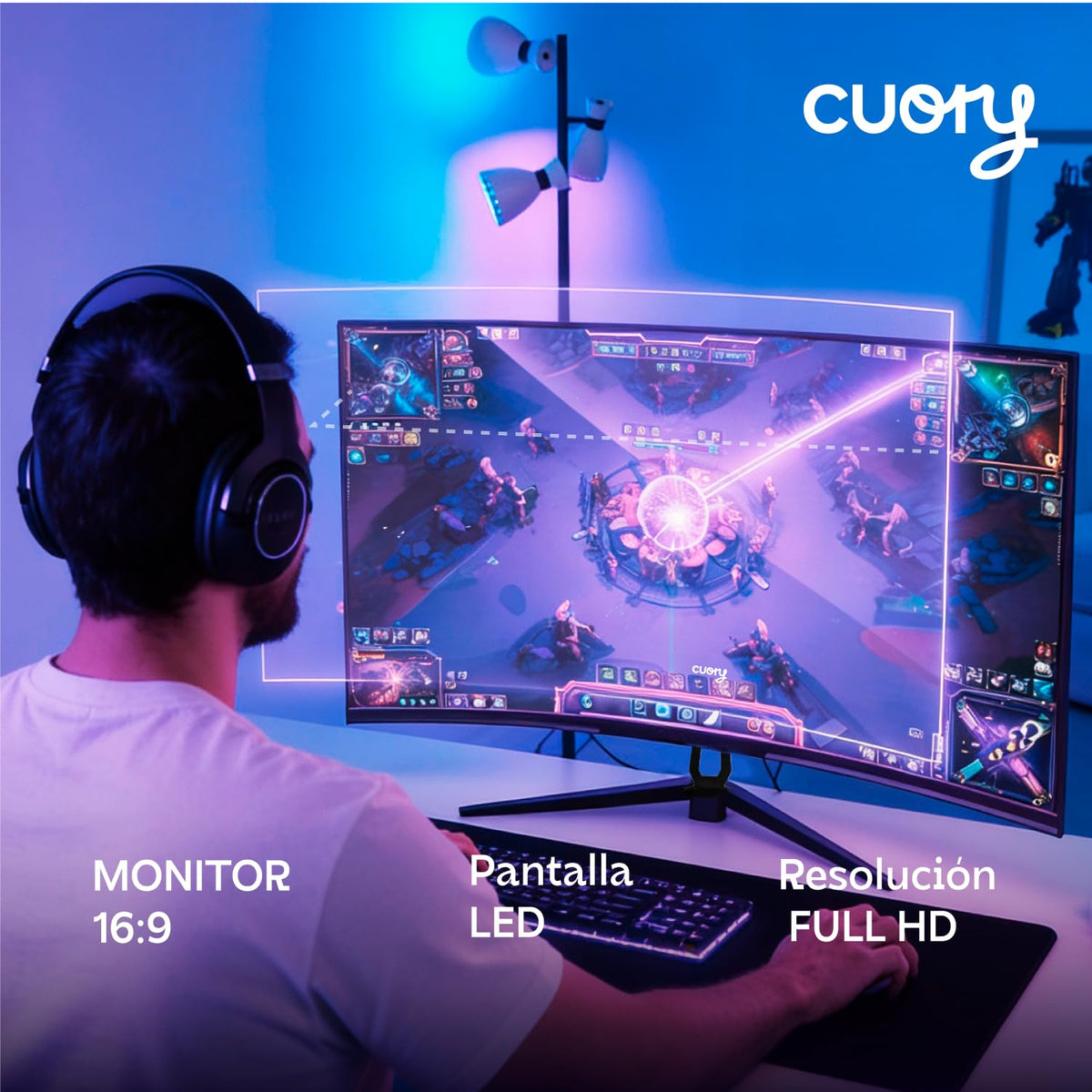 CUORY Monitor LED 24 Pulgadas Full HD 100Hz, Pantalla Gamer y Oficina, Resolución 1920x1080p, Diseño Ultra Delgado, Gaming Alto Rendimiento con Conexión HDMI/VGA