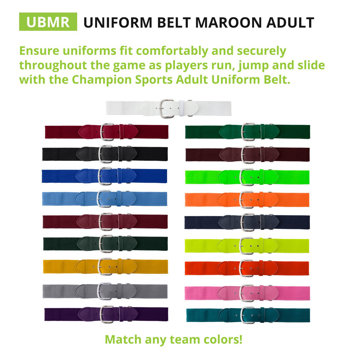 Champion Sports - Cinturones de béisbol y sóftbol para adultos y jóvenes, en varios colores