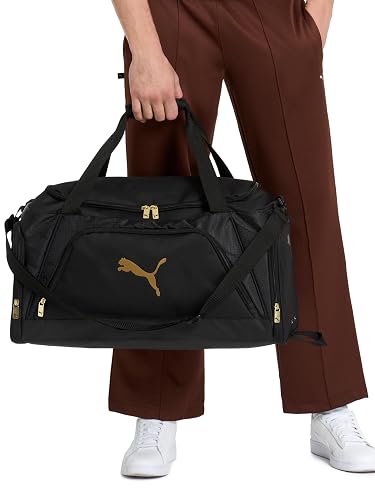 Puma Evercat Accelerator Bolsa de Lona | Negro/Oro, uno-talla, correa ajustable extraíble, bolsillo para zapatos