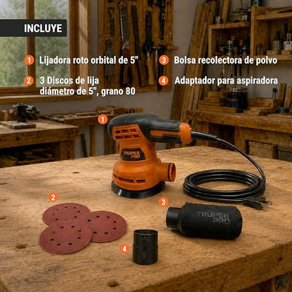 Truper PRO LIRO-5A2, Lijadora roto orbital 5", 260W