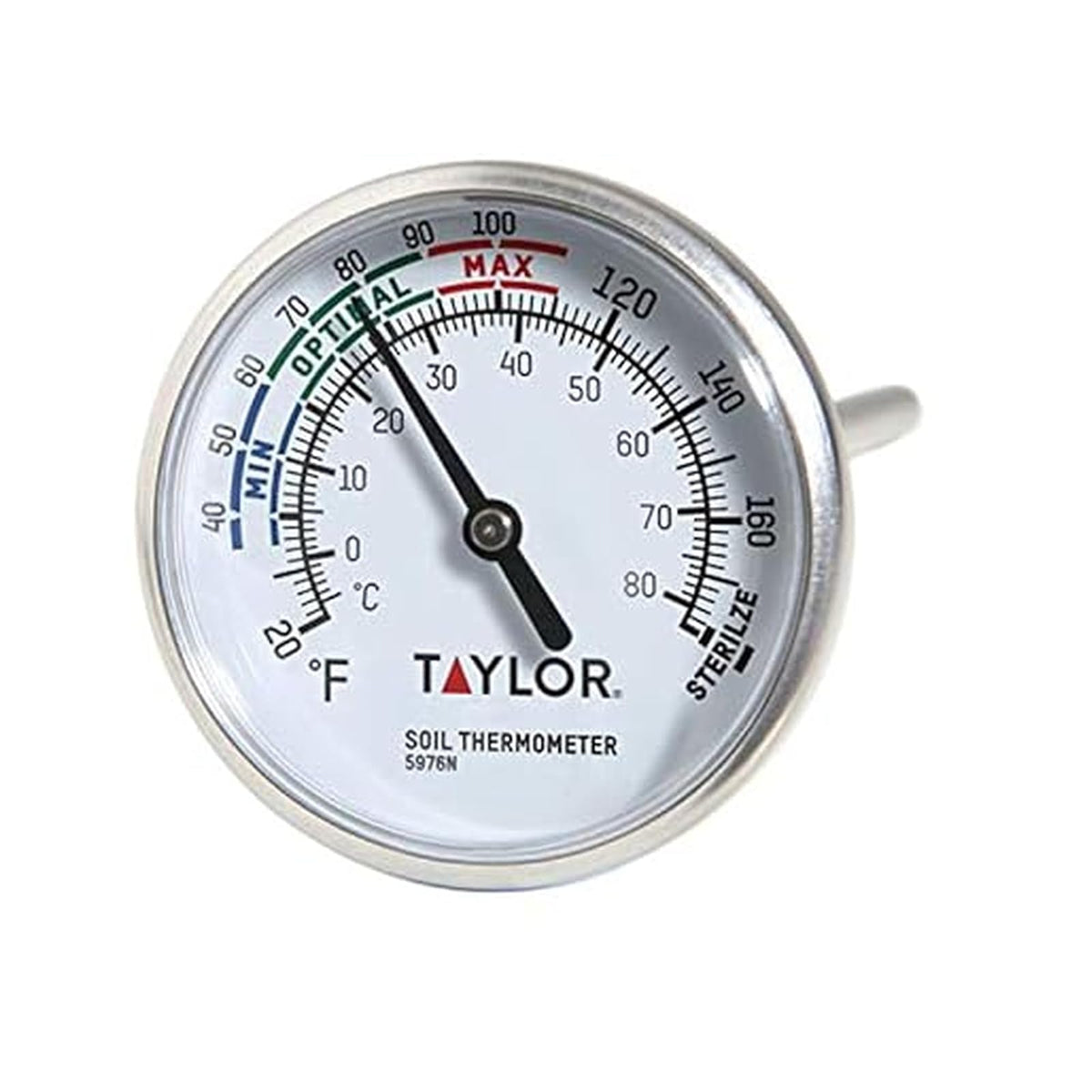 Taylor Termómetro de Piso, Herramienta de Jardinería para Cuidado de Plantas, Césped, Granja, Uso al Aire Libre, Tallo de 4 Pulgadas