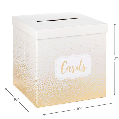 Hallmark - Elegante caja de recepción de tarjetas de 10 pulgadas (perlas y puntos dorados) para bodas, graduaciones, jubilaciones, cumpleaños, casas abiertas, aniversarios