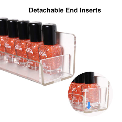 BTremary Soporte de acrílico transparente para esmalte de uñas paquete de 6 unidades, estante flotante para colgar esmalte de uñas, soporte de pared flotante para hasta 96 botellas