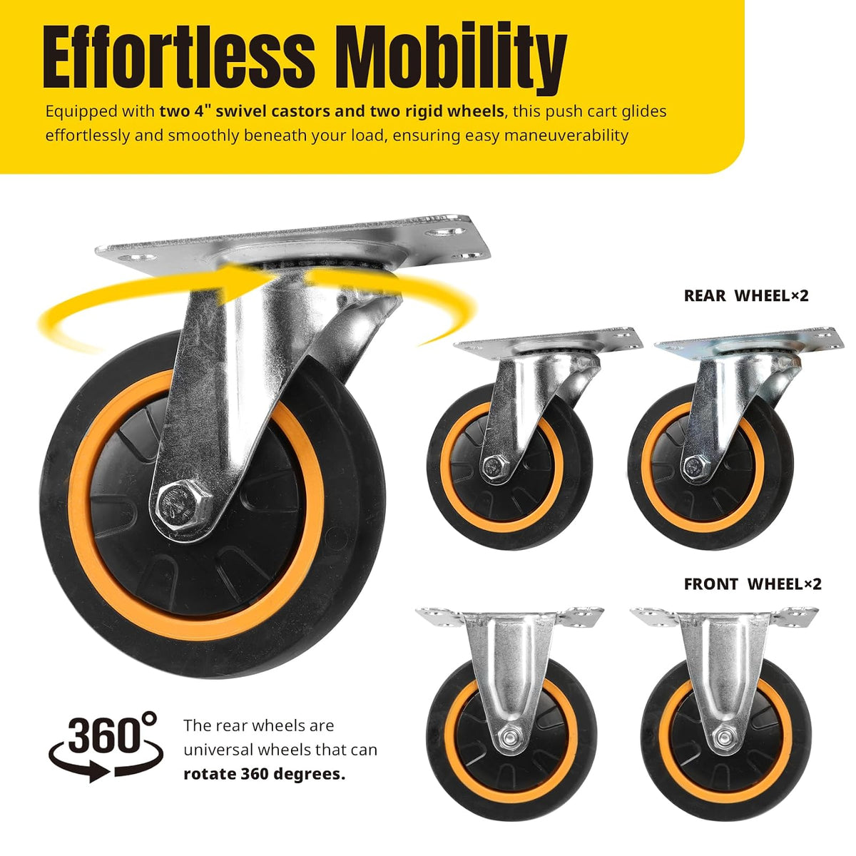 MaxWorks 80876 Plataforma Plegable camión Push Dolly-330 LB. Capacidad de Peso con Ruedas giratorias, 28.75" x 18.75" x 33"