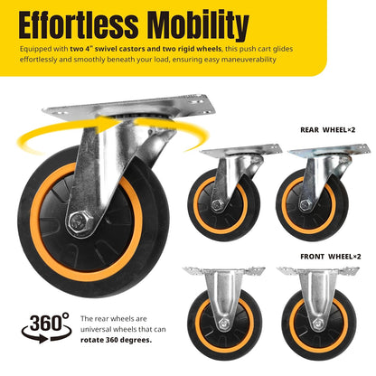 MaxWorks 80876 Plataforma Plegable camión Push Dolly-330 LB. Capacidad de Peso con Ruedas giratorias, 28.75" x 18.75" x 33"
