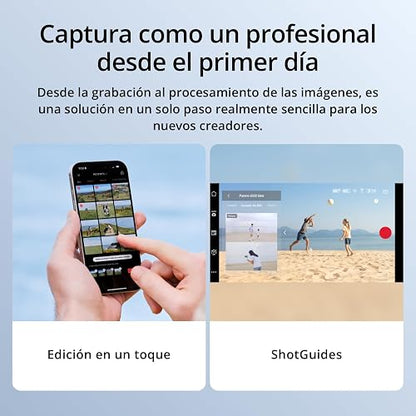 DJI Estabilizador Osmo Mobile 7 (iPhone y Android), Gimbal 3 Ejes | Trípode integrado, Ultraligero, Agarre cómodo, ActiveTrack, ShotGuides, Edición con un toque, 10 horas de uso
