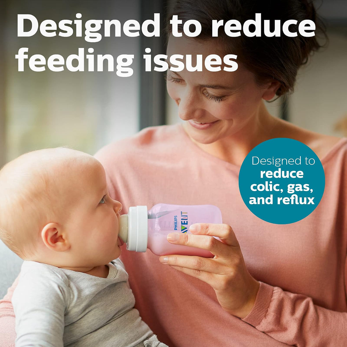 Philips Avent Biberón Anti-colic AirFree™ Clínicamente Comprobado 9 oz Rosa | Menos aire durante la alimentación | Ayuda a reducir cólicos y malestares | AirFree™ | Flujo 2 - Lento | 4 pz | SCY703/14