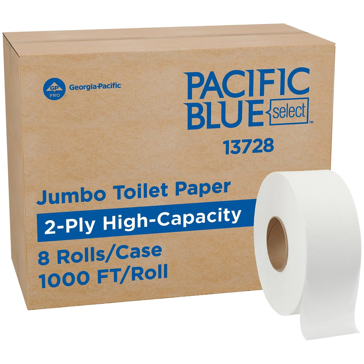 Pacific Blue Select - Papel higiénico jumbo Jr. de 9 pulgadas por GP PRO (Georgia-Pacific), 13728, 1000 pies lineales por rollo, 8 rollos por caja