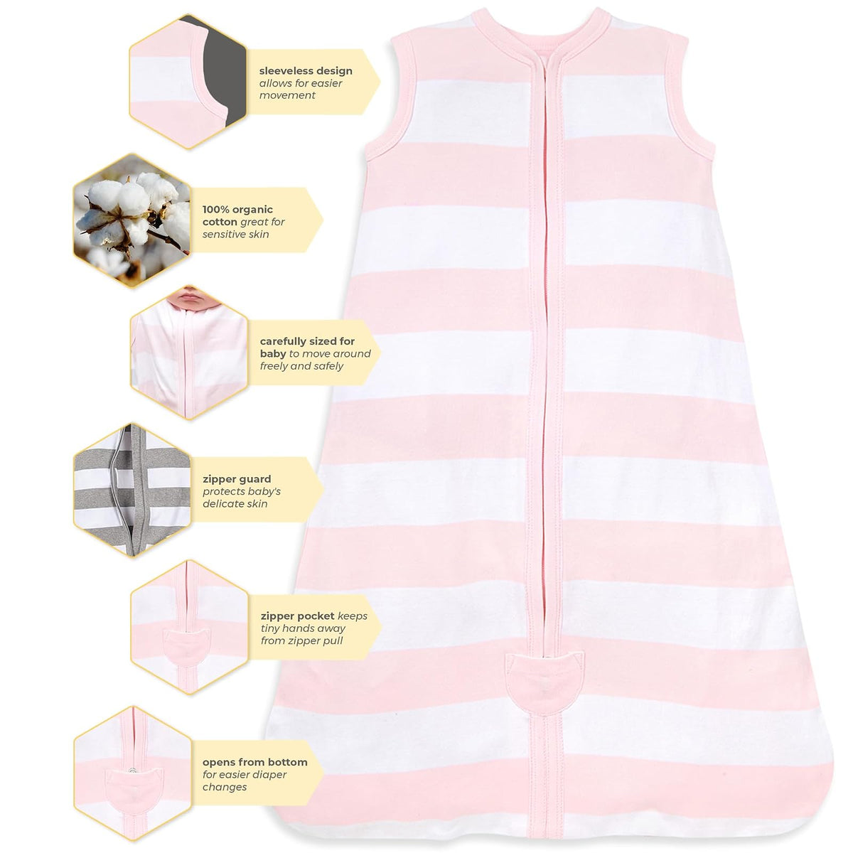 Burt's Bees - Manta portátil para bebé, algodón orgánico, apicultor unisex, peso ligero, 0,5 TOG o peso medio, 1,5 TOG