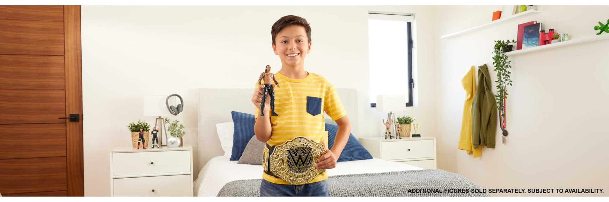 Mattel Cinturón de Campeonato de WWE, Juego de rol y Disfraz del Campeonato Mundial de Peso Pesado, Aprox. 100 cm de Largo cinturón de Piel sintética con Ajuste único, HYF18