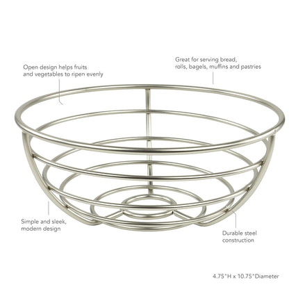 Spectrum Euro Wire - Cesta de frutas para almacenamiento de encimera de cocina, resistente alambre de metal de acero para frutas decorativas para productos frescos, verduras, pan y aperitivos, diseño
