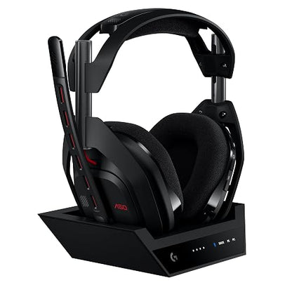 Logitech G Astro A50 Lightspeed Audífonos con micrófono inalámbricos para Juegos + estación Base (Gen 5), Pro-G Graphene, USB-C a Xbox, PS5, PC/Mac o Nintendo Switch, Bluetooth - Negro