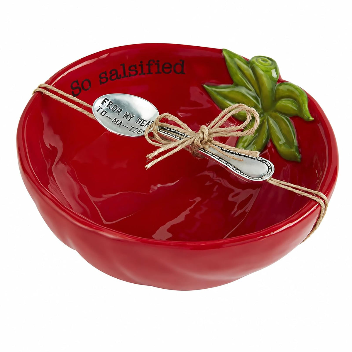 Mud Pie Fiesta - Juego de cuencos para inmersión, tomate, 5 x 6 pulgadas, cuchara de 3 1/2 pulgadas