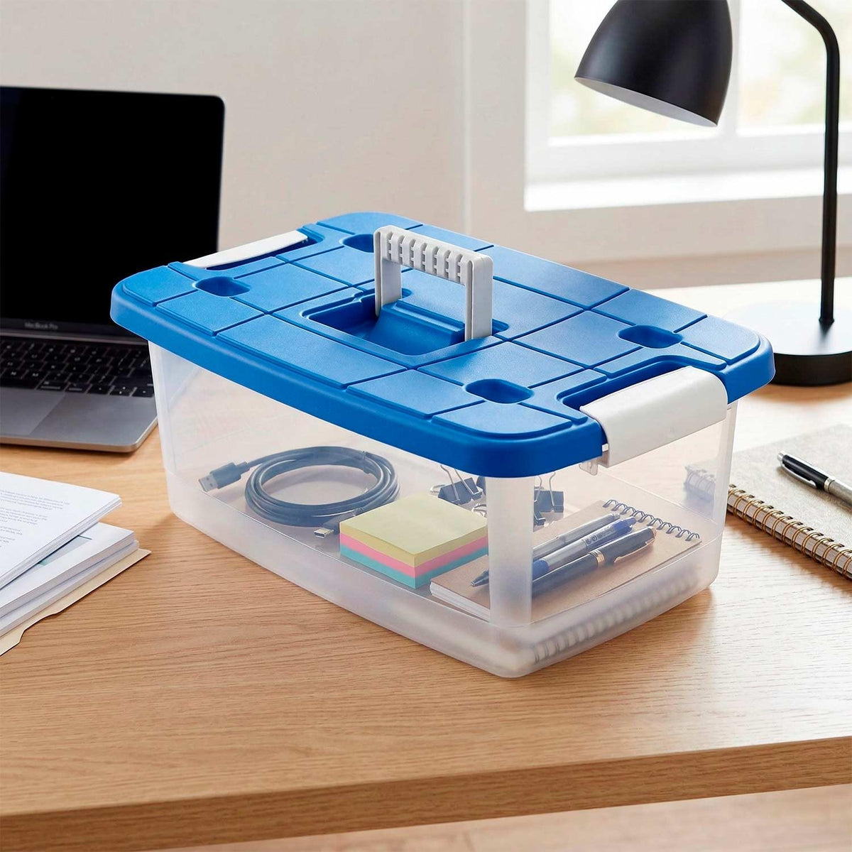 Set de 3 Cajas de Almacenamiento 16 L con Cierre Click Color Azul