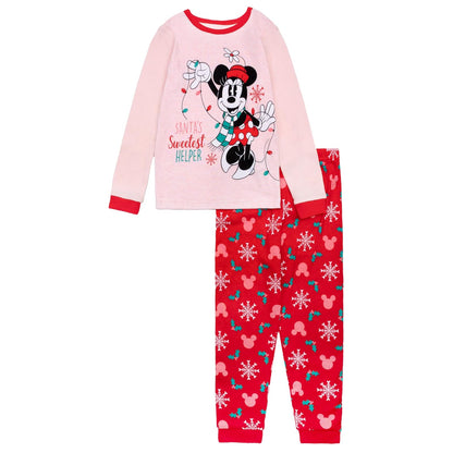 Disney Pijama de Algodón de 2 Piezas para Niña, Minnie Mouse - El ayudante más dulce - 3 Años