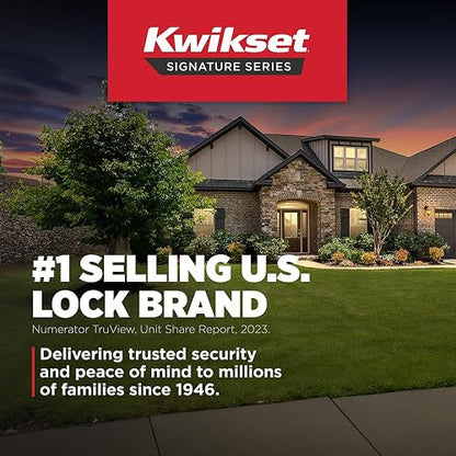 Kwikset Milan - Manija de puerta de entrada con cerradura y llave, palanca reversible con llave segura, para exterior, cerradura de puerta, para entrada frontal y dormitorios, níquel satinado,