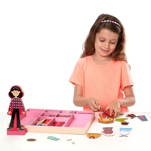 Melissa & Doug Abby y Emma, Muñecas Magnéticas de Vestir, Juguete de Madera, Juego de Imitación, 2 Sets de Juego en Uno (Más de 55 Piezas)