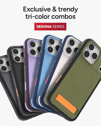 ZAGG Sedona - Funda a presión con Soporte para iPhone 17 Pro MAX - Blue Royal Ember, protección contra caídas (13ft / 4 m), protección de Revestimiento múltiple, con botón de cámara, Funda MagSafe