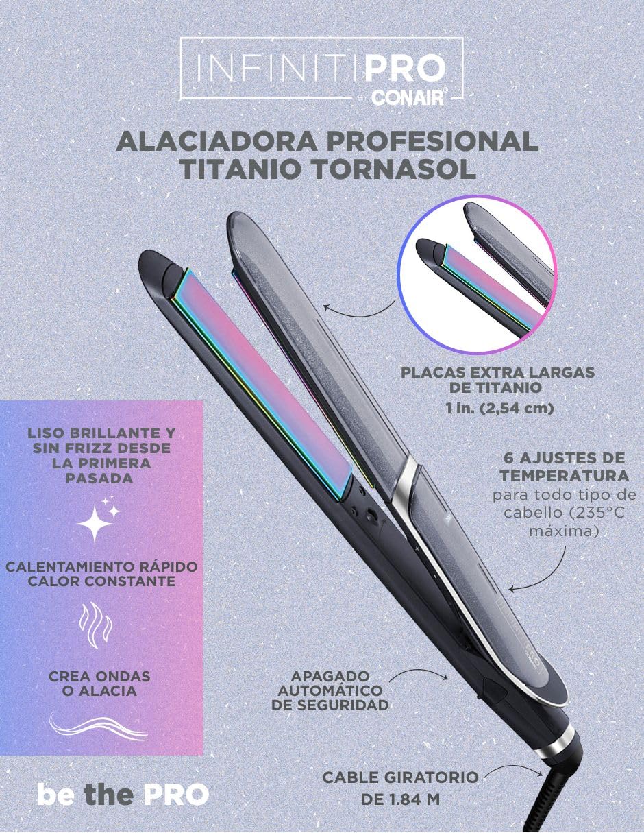 Conair Alaciadora cs207es con placas de titanio tornasol, 0.49 kilograms, 1 Count
