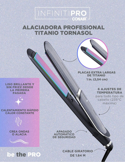 Conair Alaciadora cs207es con placas de titanio tornasol, 0.49 kilograms, 1 Count