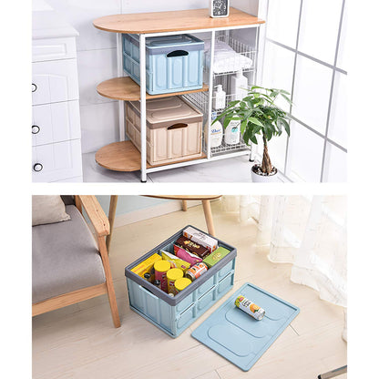 Contenedores de almacenamiento con tapa, paquete de 2 cajas de almacenamiento plegables de 30 litros, cajas de almacenamiento apilables plegables para ropa, juguetes, color azul