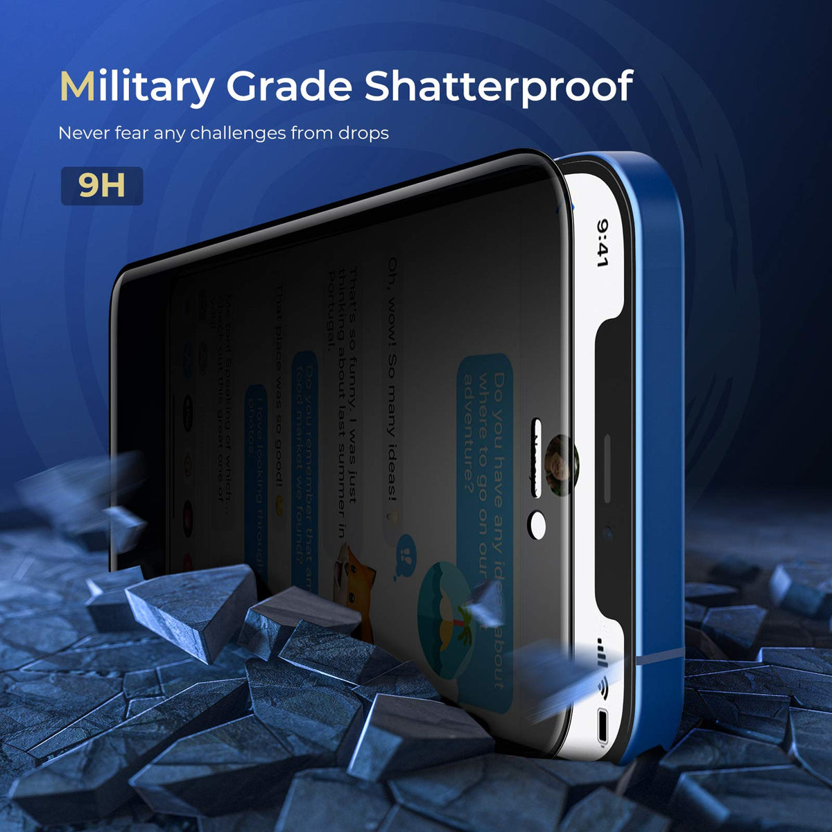 ORIbox Protector de visualización de vidrio de privacidad para iPhone 12 Pro Max, 2 paquetes de protectores de visualización de vidrio templado antiburbujas Anty-Spy