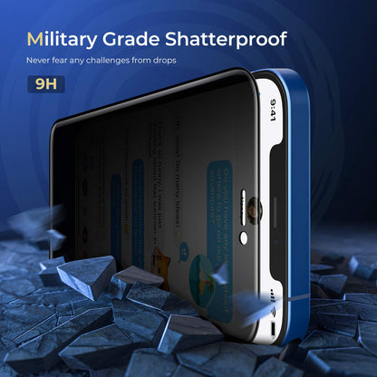 ORIbox Protector de visualización de vidrio de privacidad para iPhone 12 Pro Max, 2 paquetes de protectores de visualización de vidrio templado antiburbujas Anty-Spy