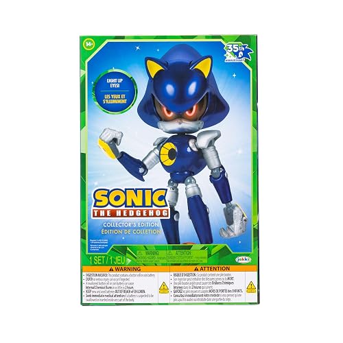 JAKKS Pacific Sonic The Hedgehog Modern Metal Sonic Figura de Colección del 35 Aniversario, 6 Pulgadas, Articulada con Accesorios, Multicolor