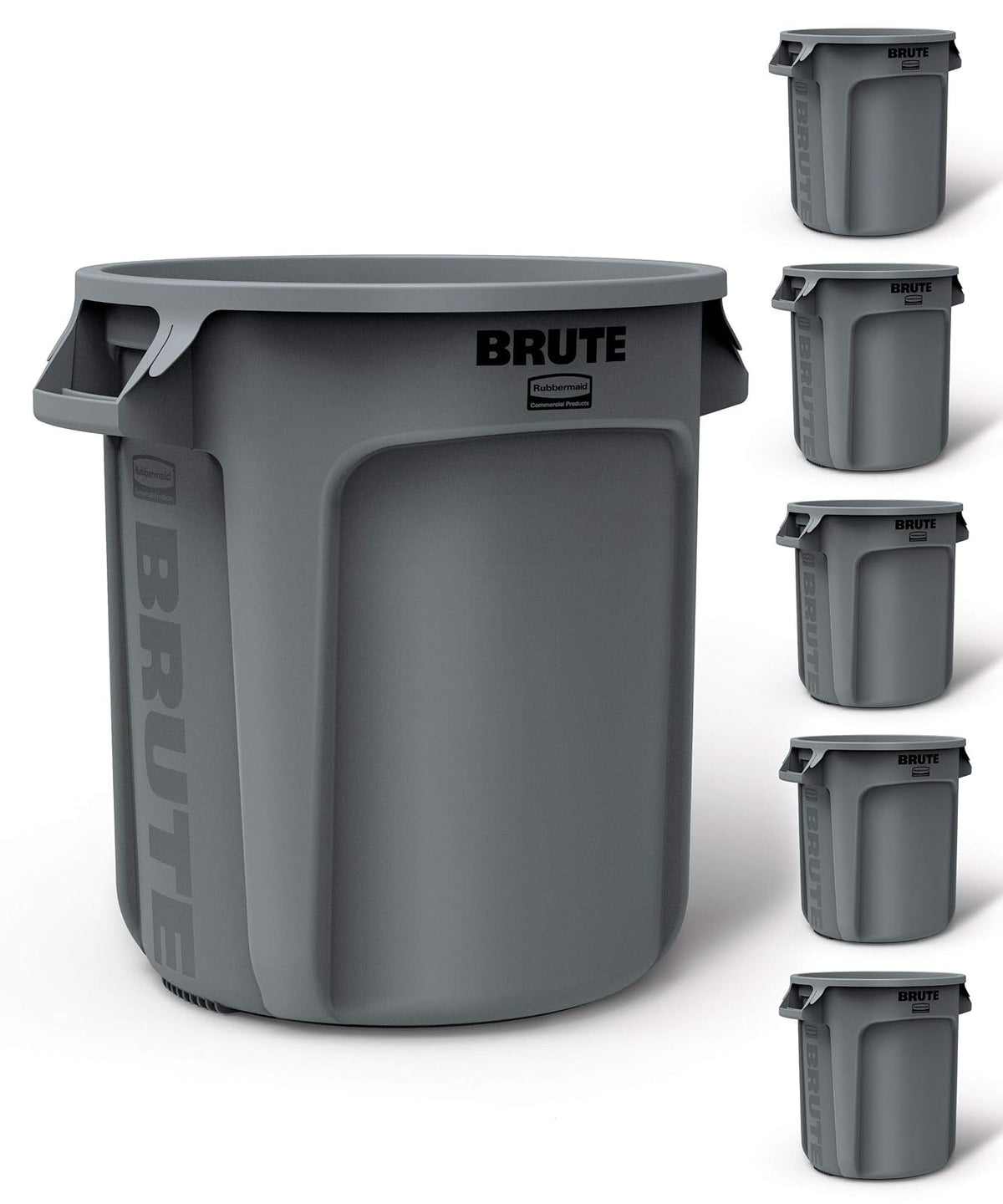 Rubbermaid Commercial Products - Cubo de basura/basura/basurero resistente FG261000GRAY BRUTE, paquete de 6