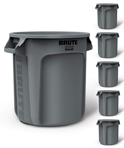 Rubbermaid Commercial Products - Cubo de basura/basura/basurero resistente FG261000GRAY BRUTE, paquete de 6