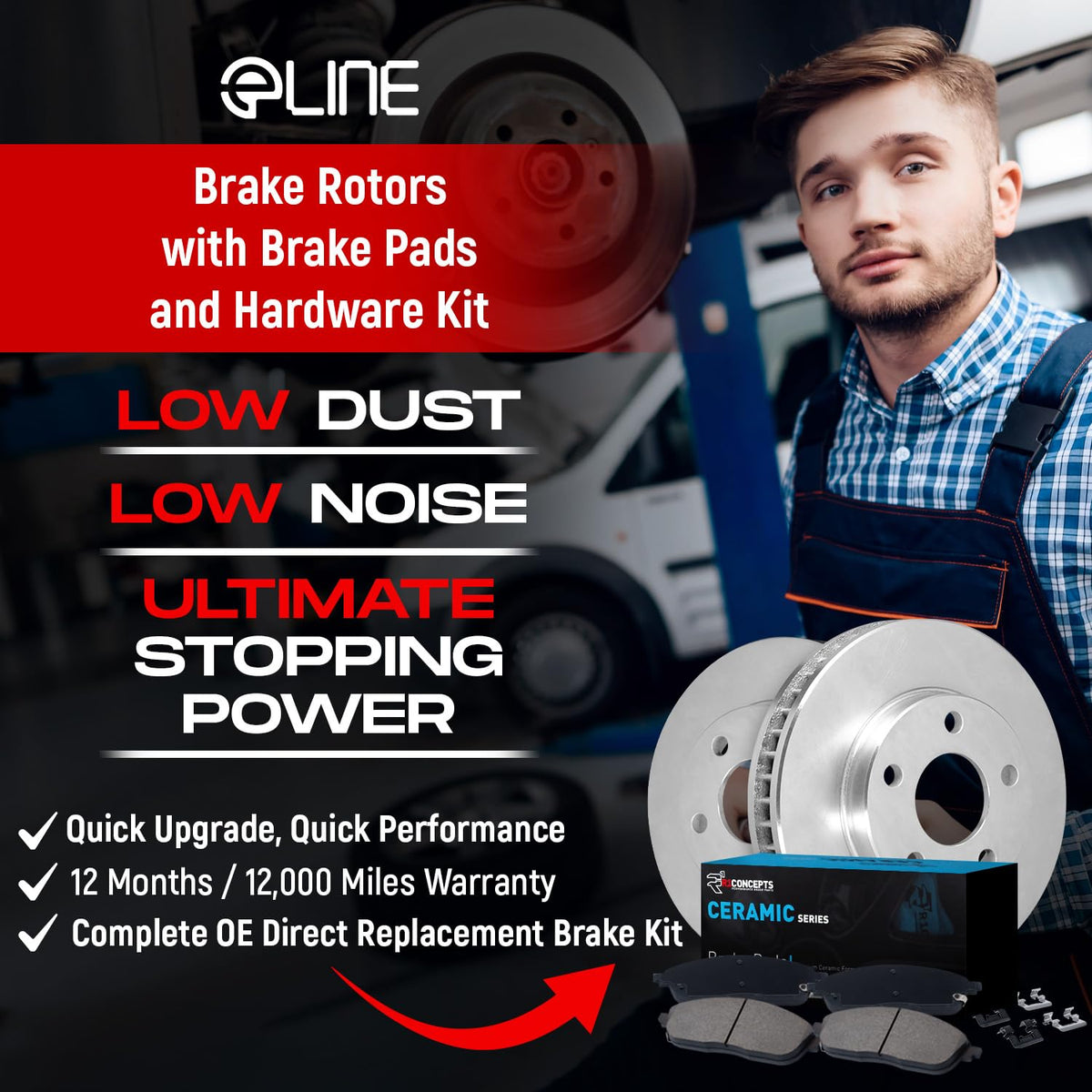 R1 Concepts Kit de Rotores de Freno Delantero eLine para Honda Accord 2013-2019