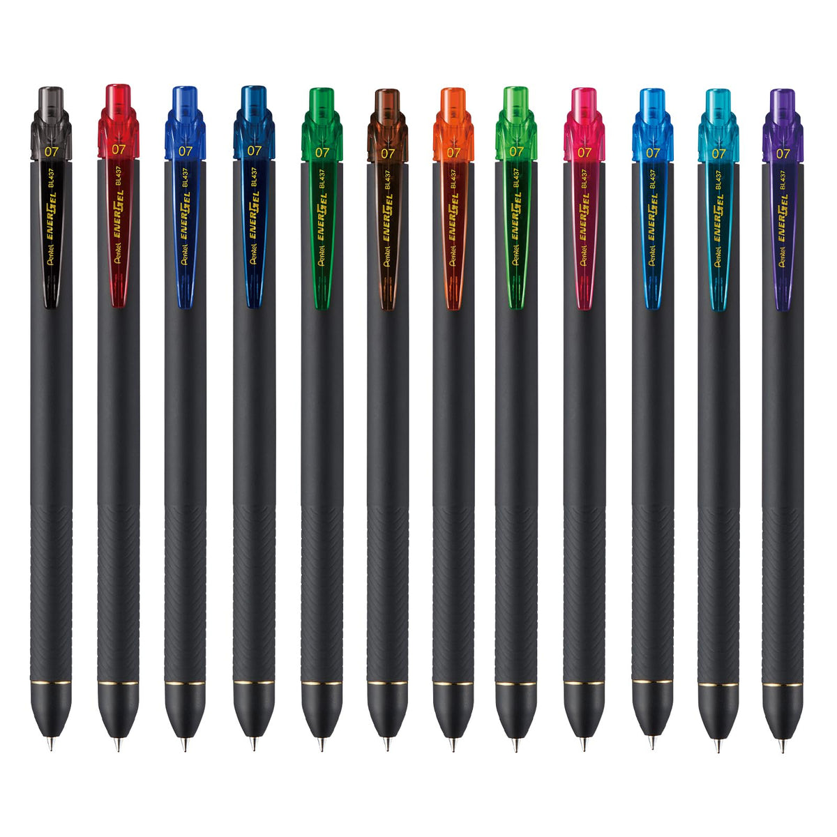 Pentel Energel Bolígrafo Tinta Gel Líquida, Retráctil, Punto Fino, 0.7 mm, Colores Surtidos, Caja con 12 Piezas,