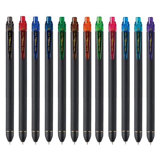 Pentel Energel Bolígrafo Tinta Gel Líquida, Retráctil, Punto Fino, 0.7 mm, Colores Surtidos, Caja con 12 Piezas,