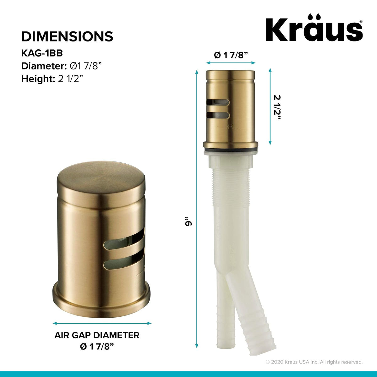 Kraus KAG-1BB - Filtro de aire para lavaplatos, color bronce cepillado