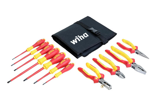 Wiha 32986 - Juego de alicates industriales aislados en bolsa enrollable, 11 piezas