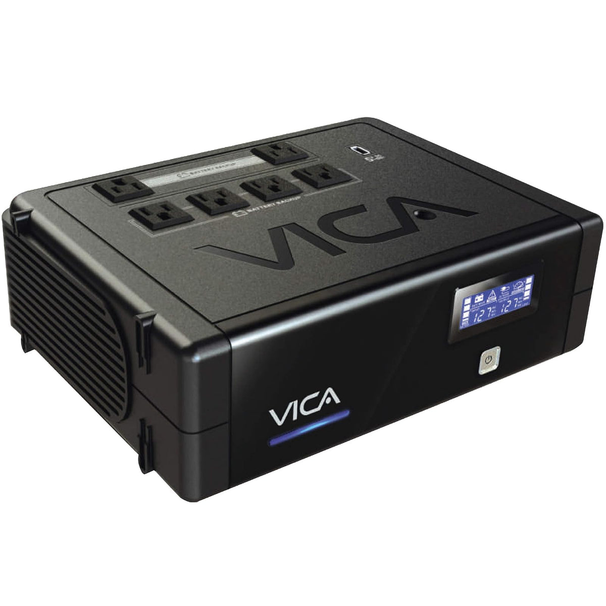 VICA REVOLUTION 900 No Break interactivo con regulador integrado, 900 VA, 500 W, 6 tomas de corriente tipo 5-15R con respaldo de batería, color negro