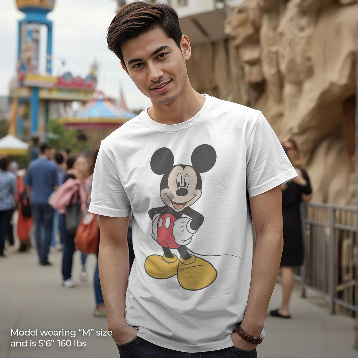 Disney Playera clásica de Manga Corta con gráfico de Mickey Mouse Camiseta para Hombre